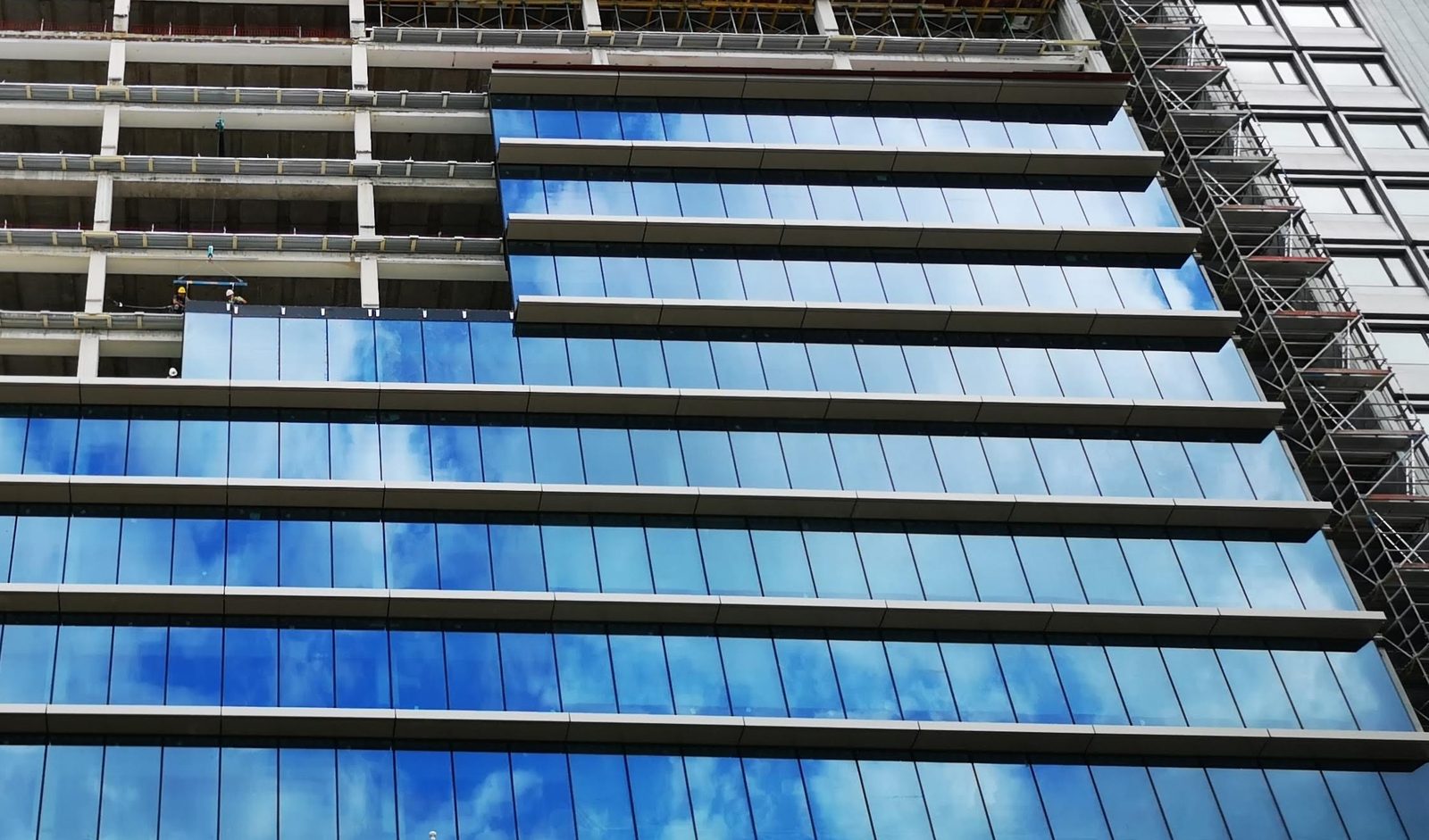 Rockbuild curtain wall installation in progress